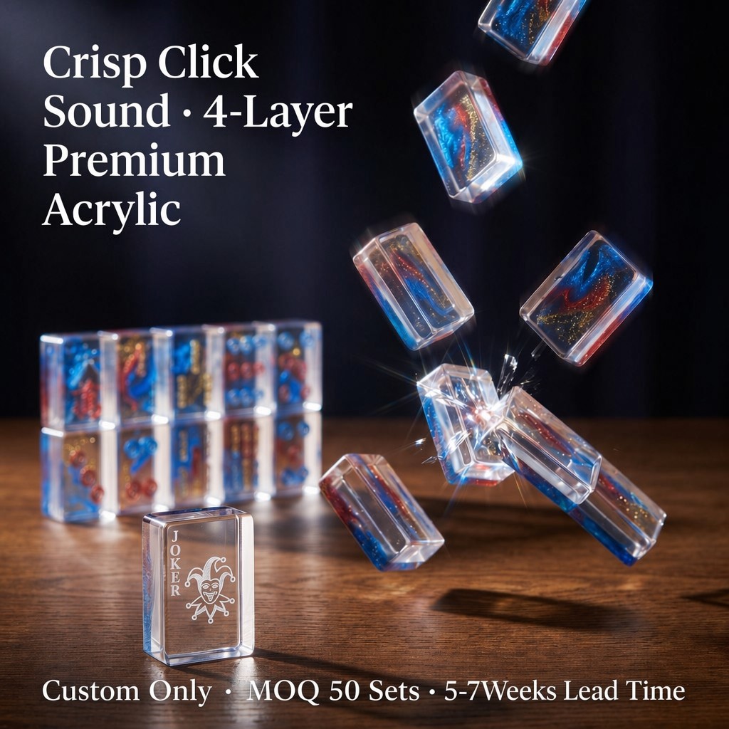 166-Tile Crystal Clear Acrylic American Mahjong Set — UV Printing