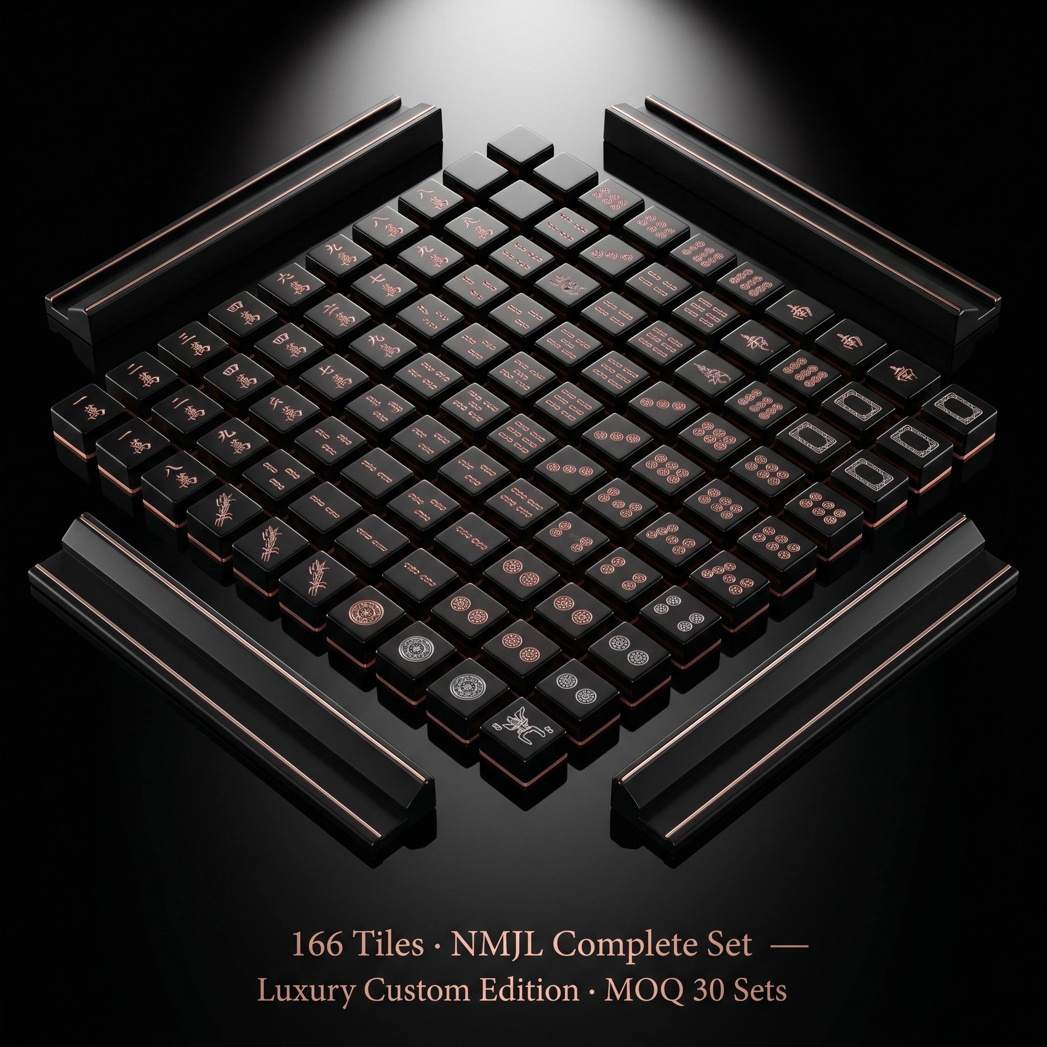 166-Tile Black Acrylic American Mahjong Set detail
