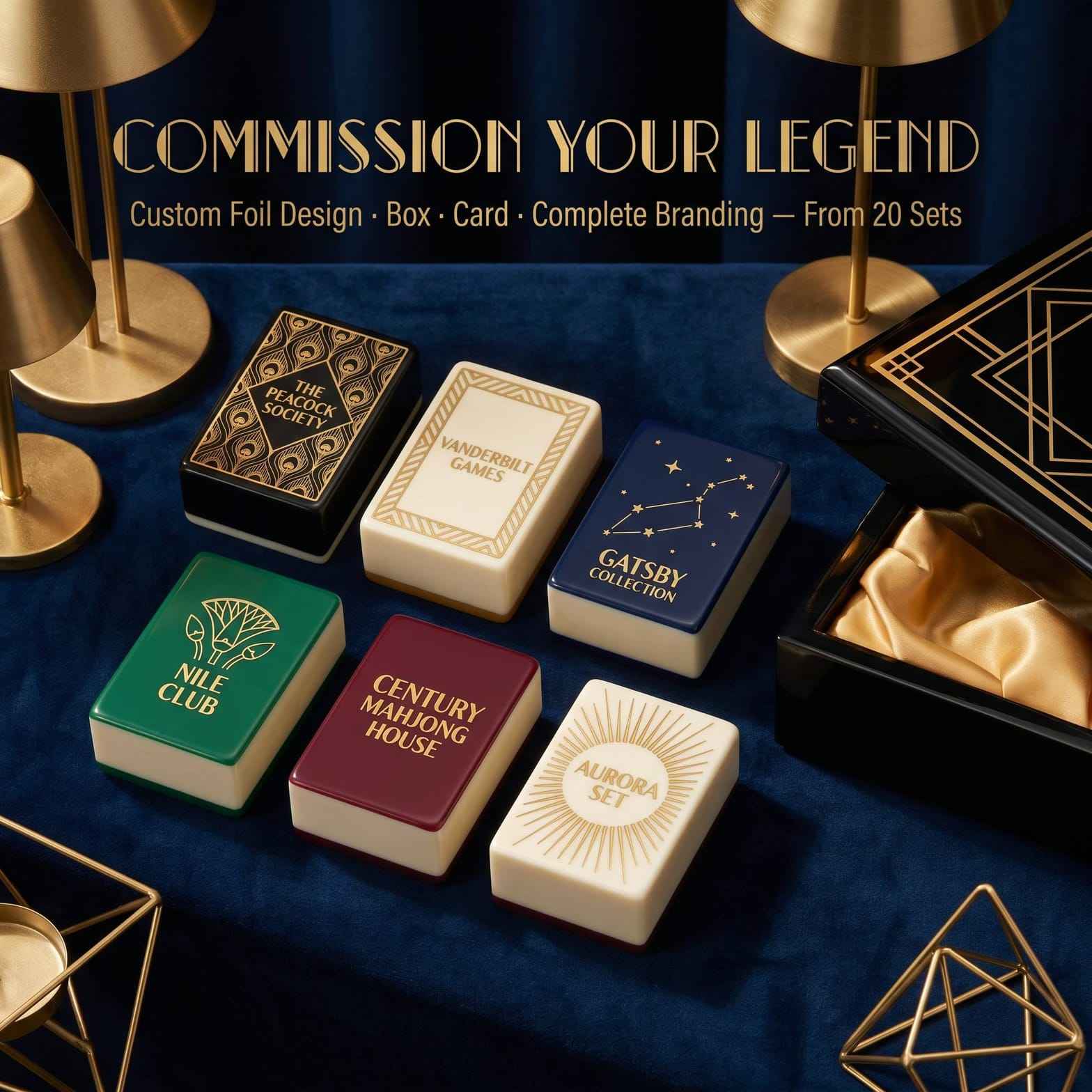 Cream 166-Tile Gold Acrylic American Mahjong Set — Engraved Detail detail