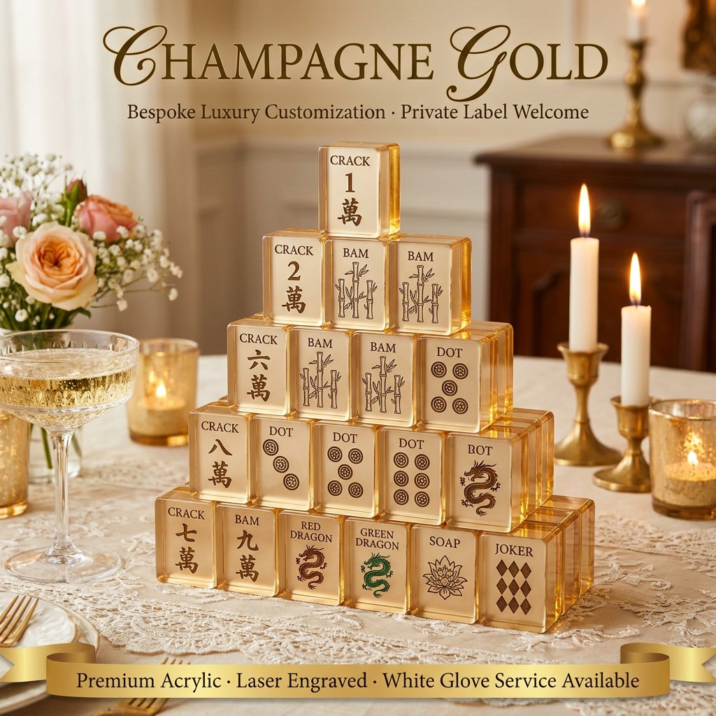 166-Tile Snowflake Acrylic American Mahjong Set — Champagne Gold variant