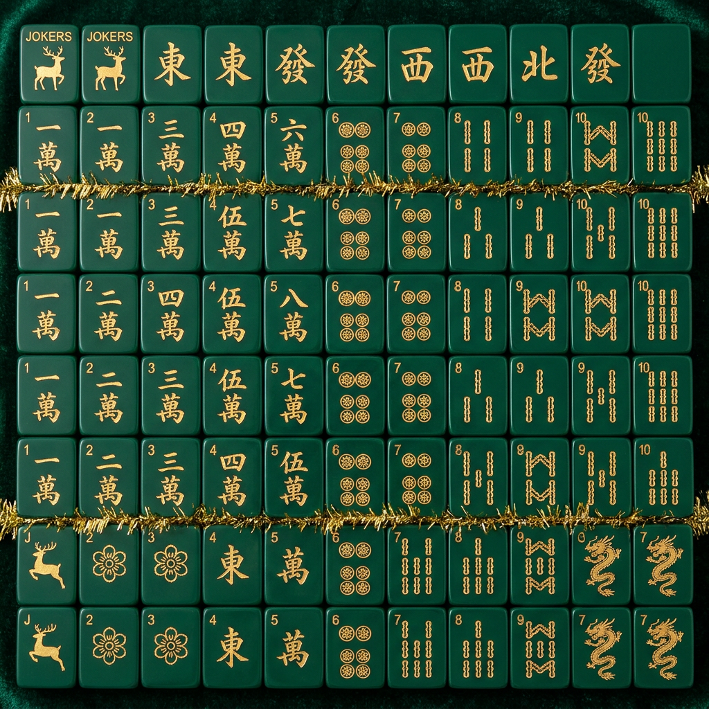 166-Tile Gold Lucite American Mahjong Set — Gold Engraving detail