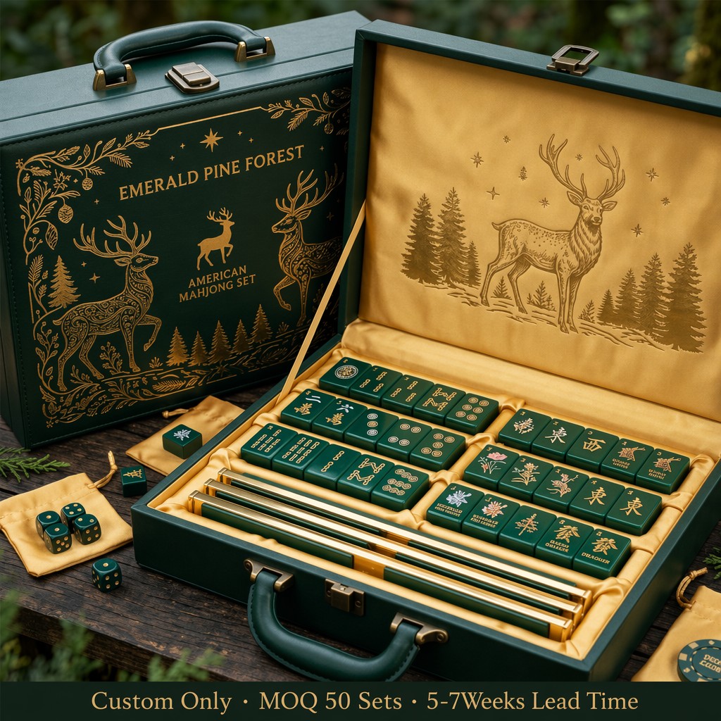 166-Tile Gold Lucite American Mahjong Set — Gold Engraving