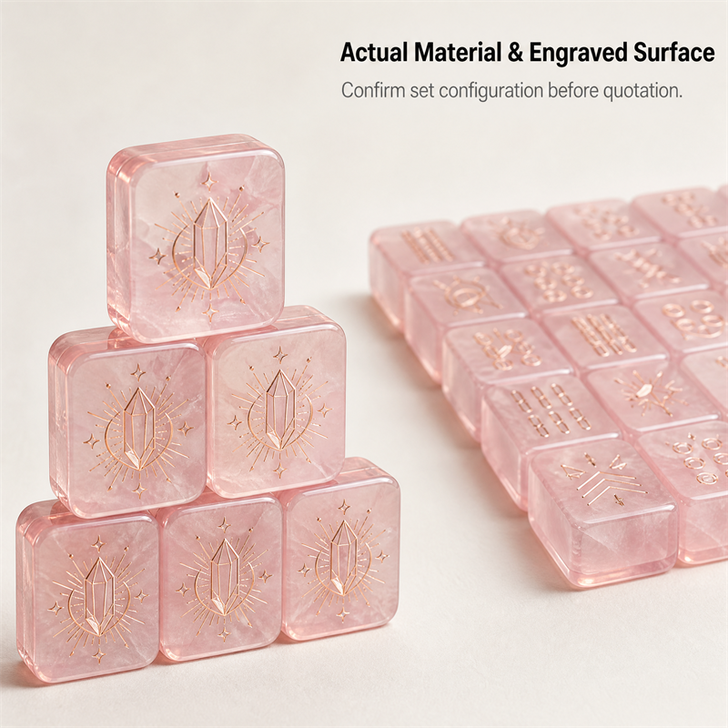 166-Tile Rose Lucite American Mahjong Set — Engraved Detail view 6
