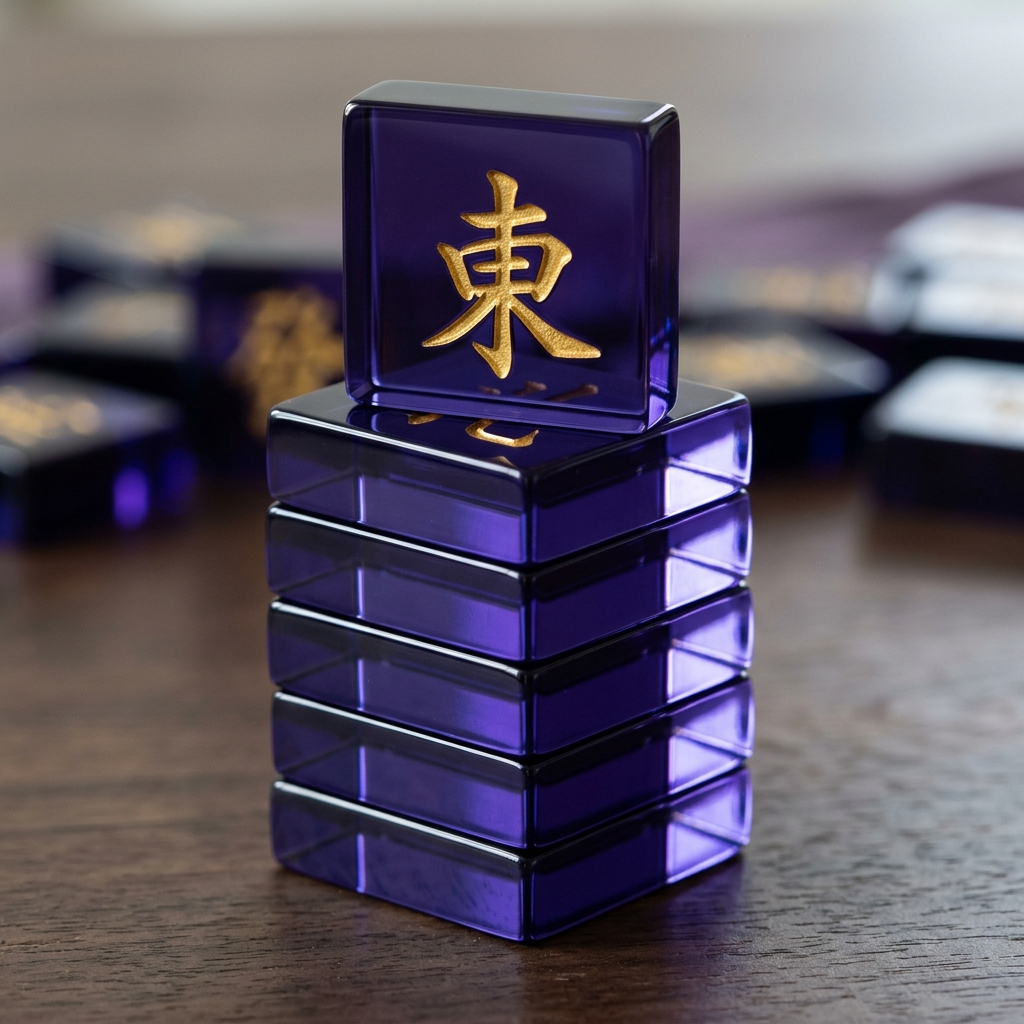 166-Tile Purple Acrylic American Mahjong Set — Engraved Detail detail