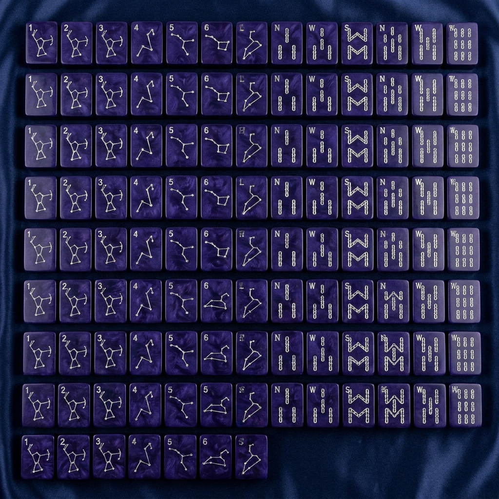 166-Tile Purple Acrylic American Mahjong Set — Engraved Detail detail