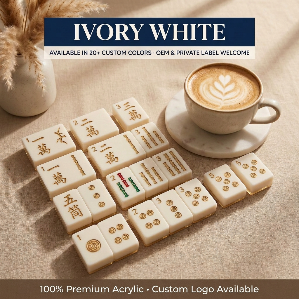 166-Tile Purple Acrylic American Mahjong Set — Engraved Detail — Ivory White variant