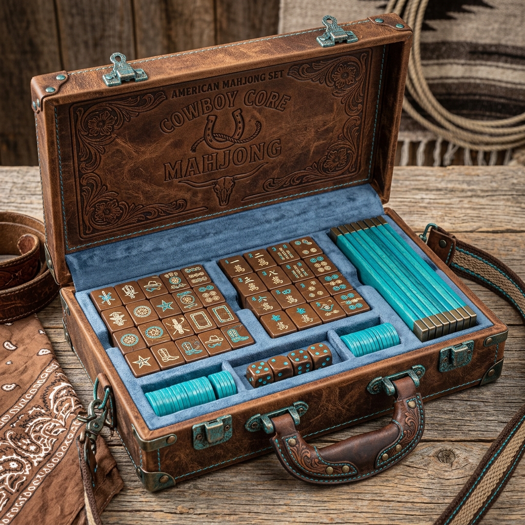 166-Tile Western Boot Acrylic American Mahjong Set detail