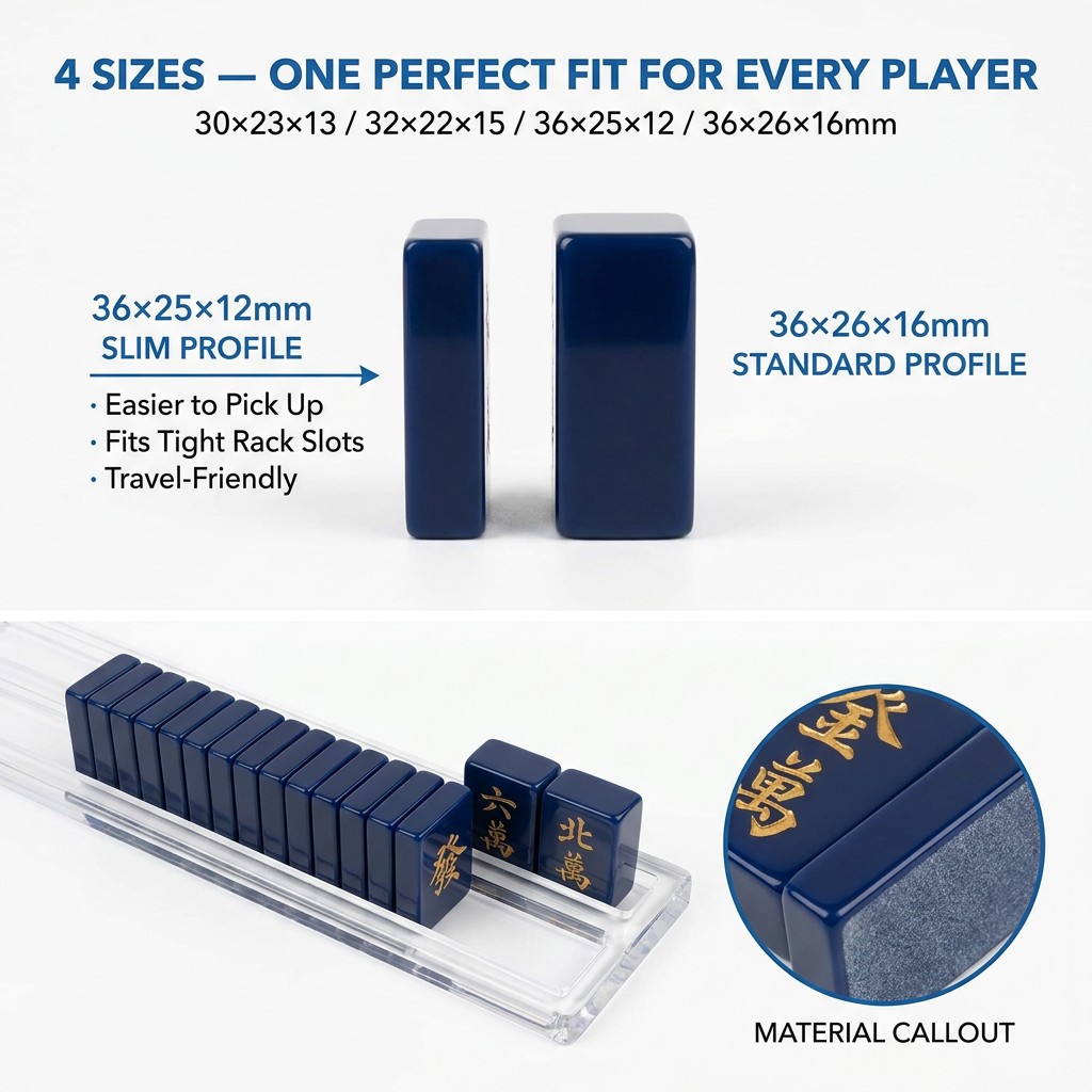 166-Tile Navy Acrylic American Mahjong Set — Gold Engraving view 4