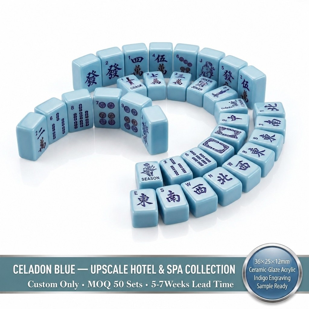 166-Tile Celadon Blue Acrylic American Mahjong Set