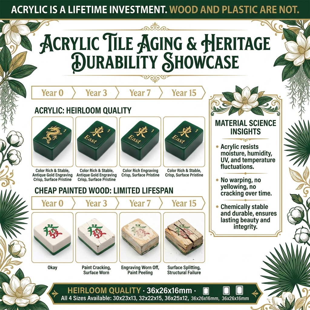 166-Tile Green Acrylic American Mahjong Set — Gold Engraving view 4