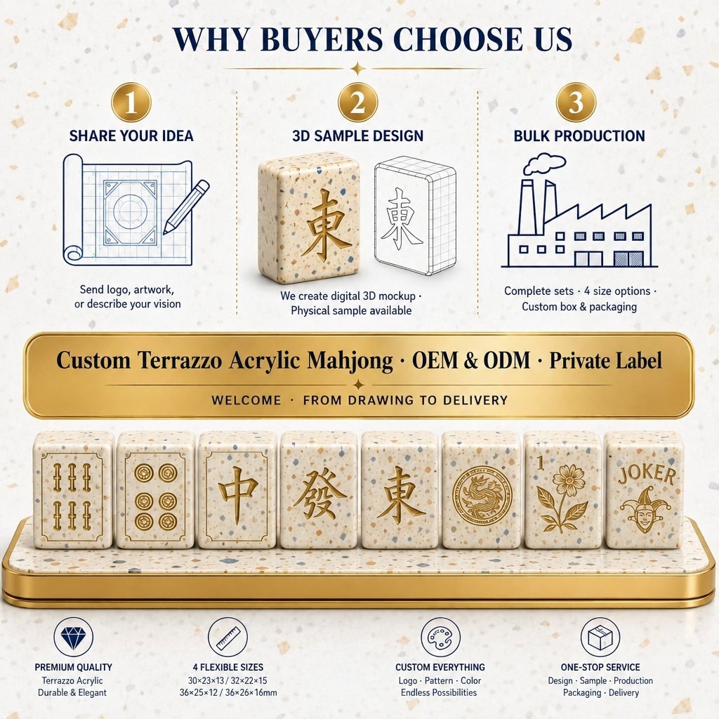 166-Tile Terrazzo Acrylic American Mahjong Set — Gold Engraving detail