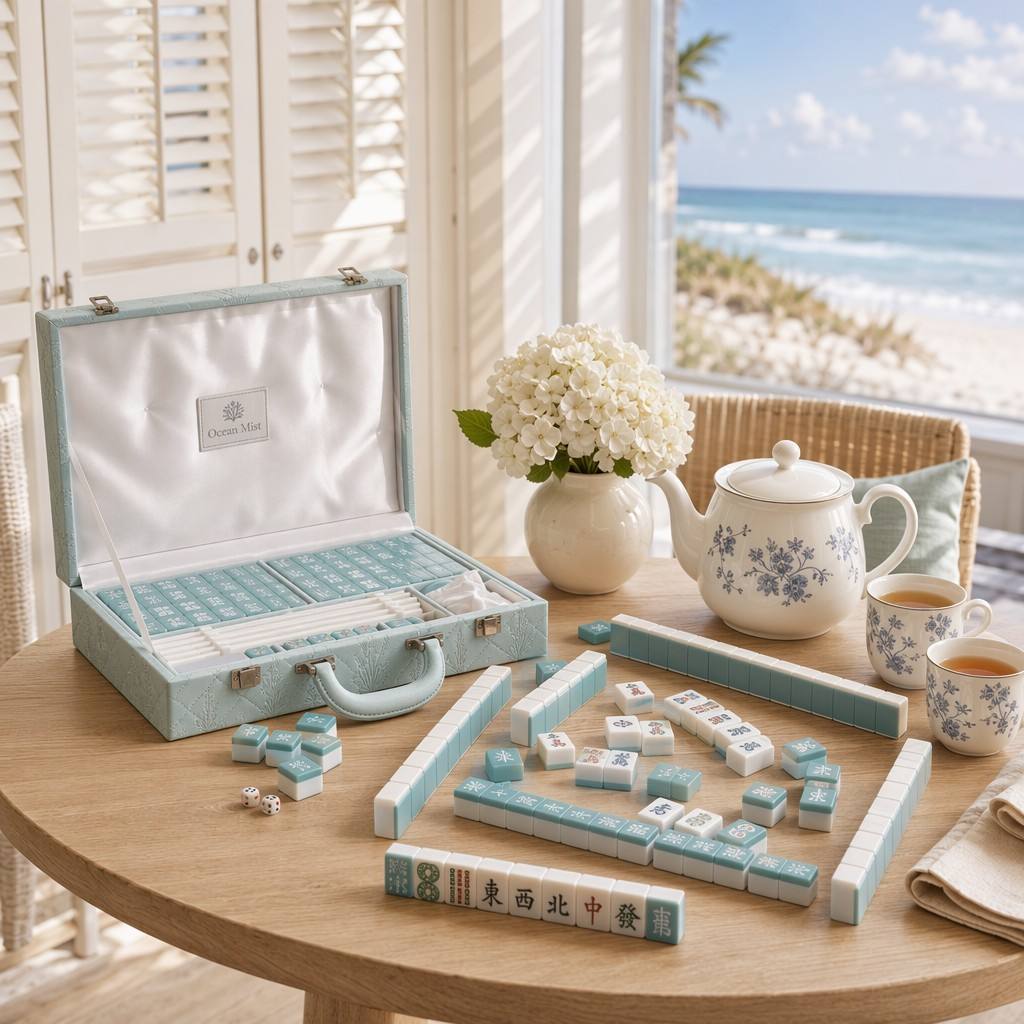 160-Tile Ocean Mist Acrylic American Mahjong Set detail