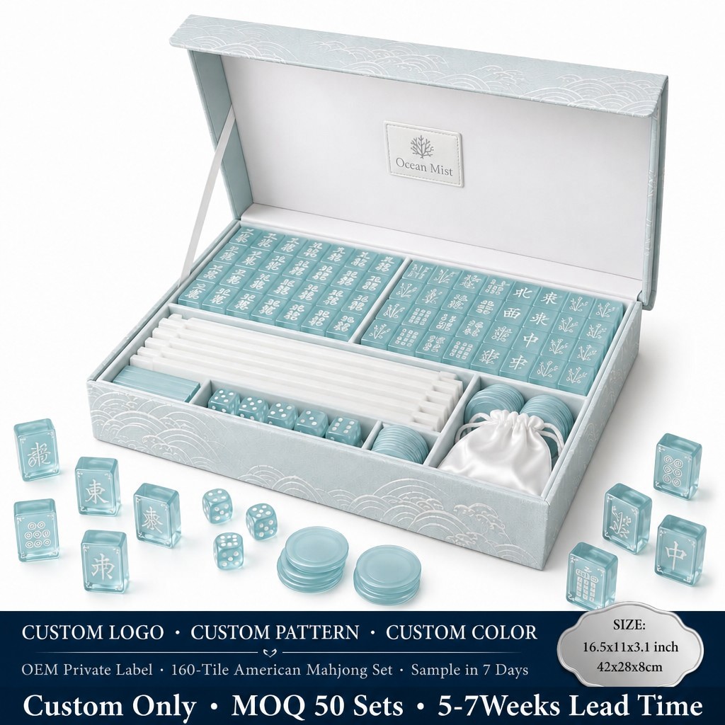 160-Tile Ocean Mist Acrylic American Mahjong Set