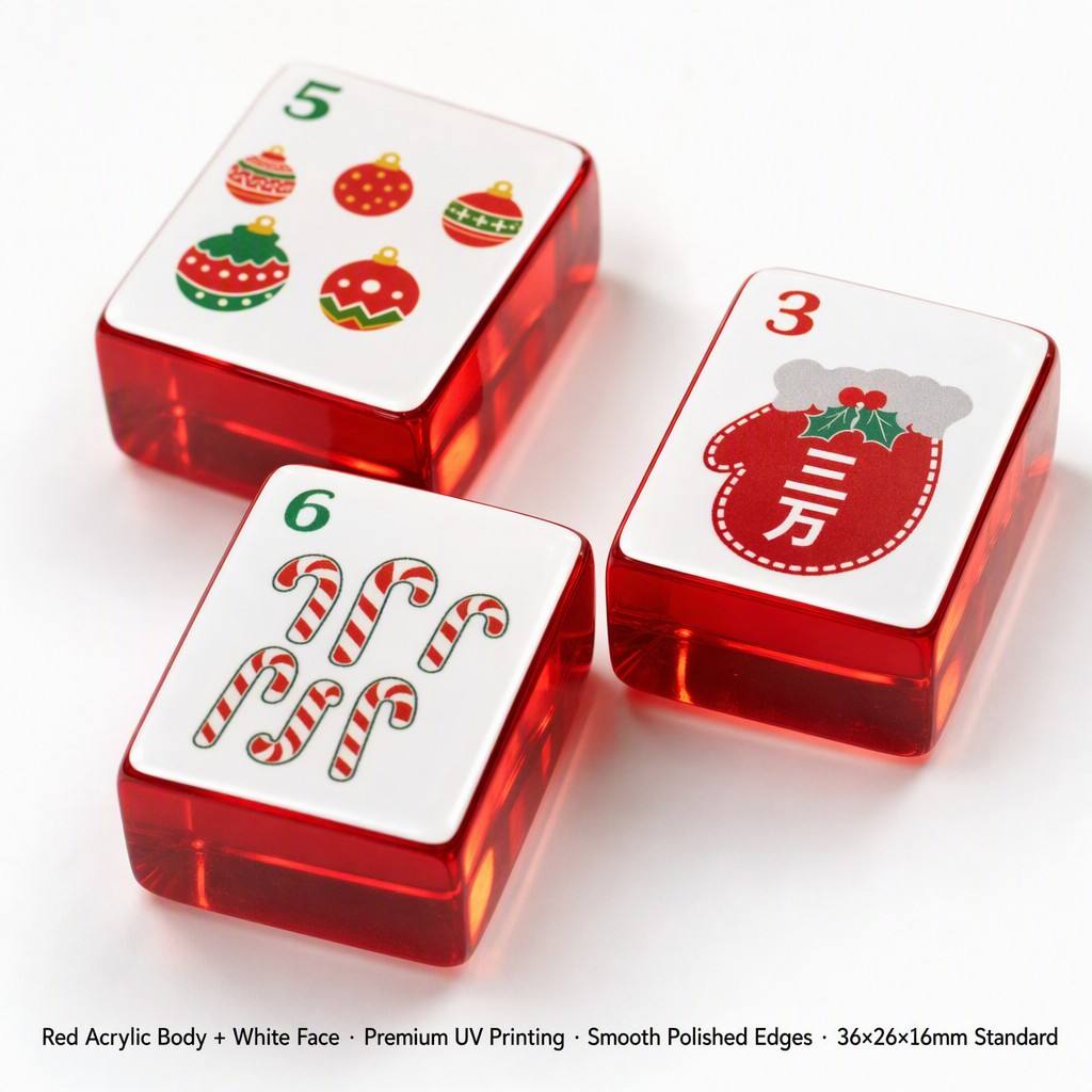 160-Tile White Acrylic American Mahjong Set detail