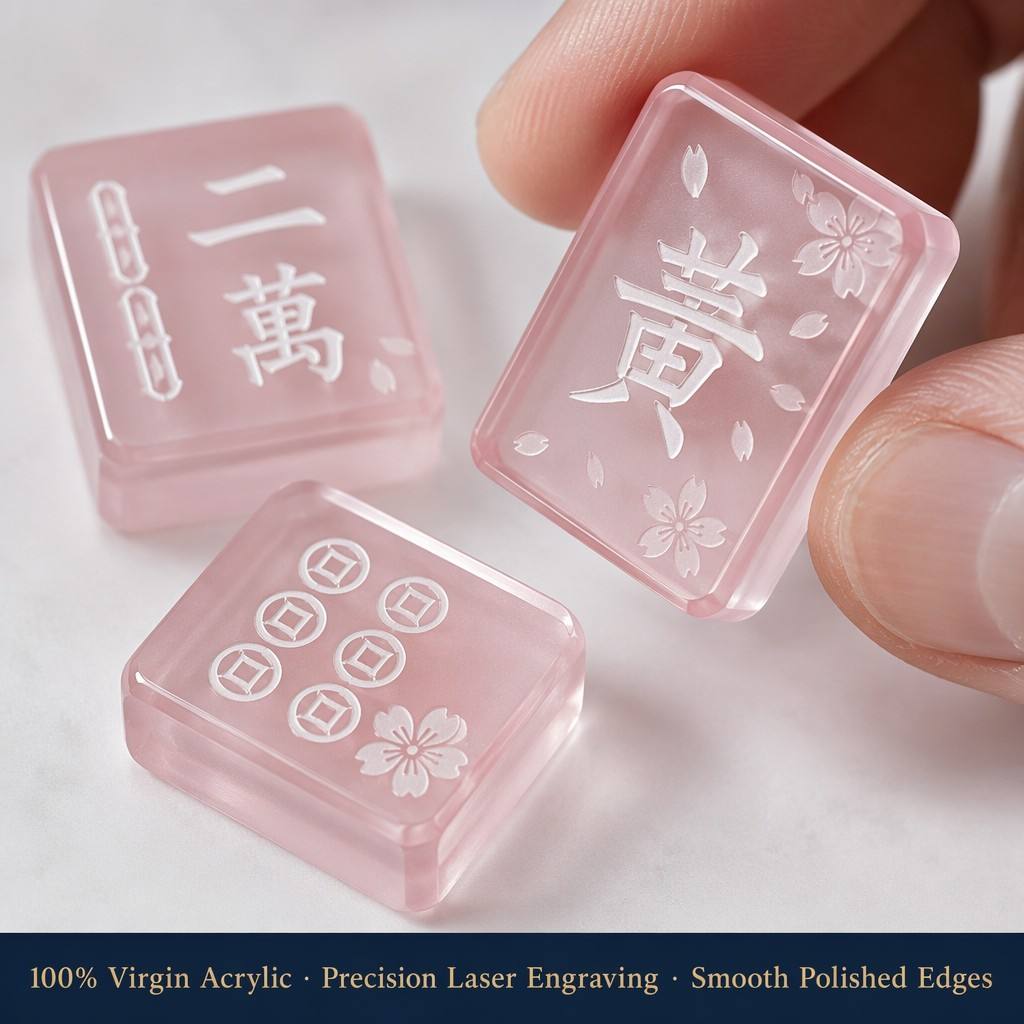 4-Layer 160-Tile Pink Acrylic American Mahjong Set detail