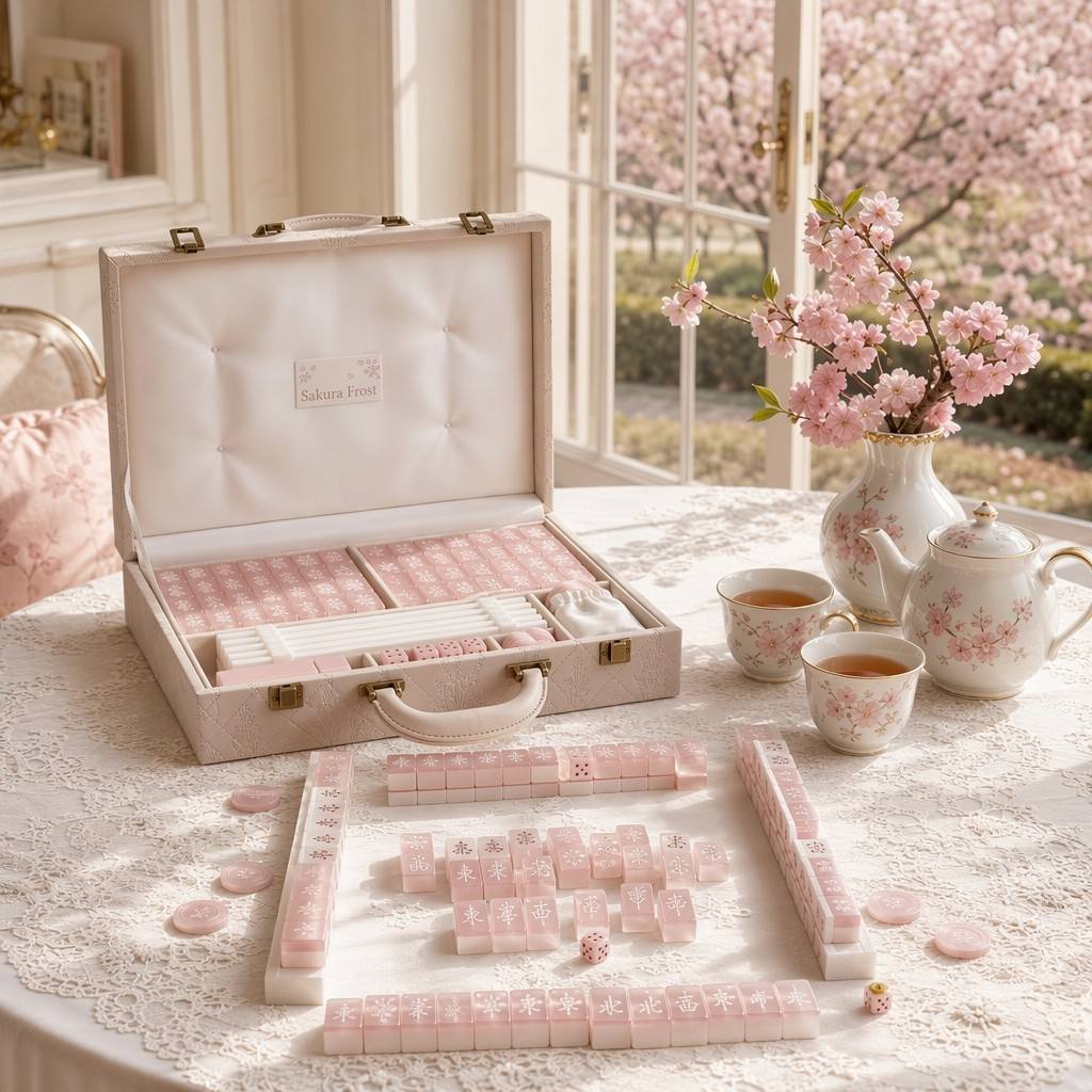 4-Layer 160-Tile Pink Acrylic American Mahjong Set detail