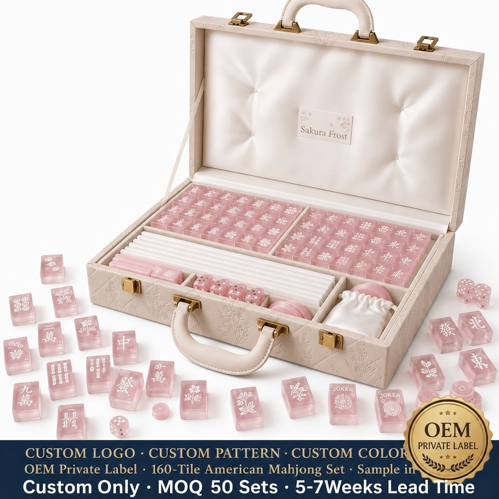 4-Layer 160-Tile Pink Acrylic American Mahjong Set