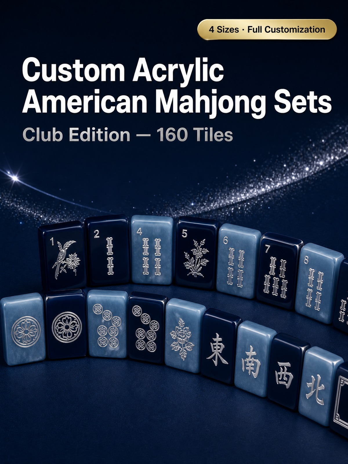 160-Tile Navy Acrylic American Mahjong Set detail