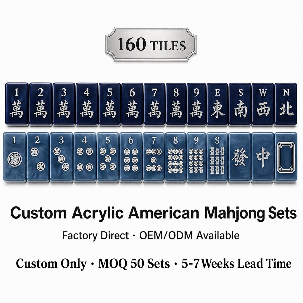 160-Tile Navy Acrylic American Mahjong Set