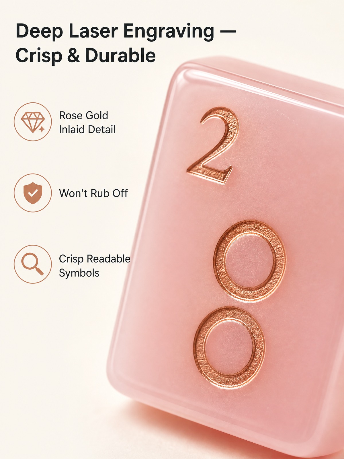 160-Tile Pink Acrylic American Mahjong Set — Gold Engraving detail