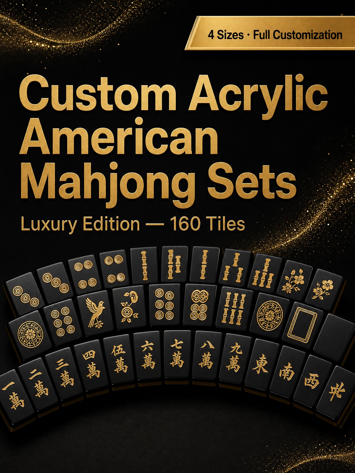 160-Tile Black Acrylic American Mahjong Set detail