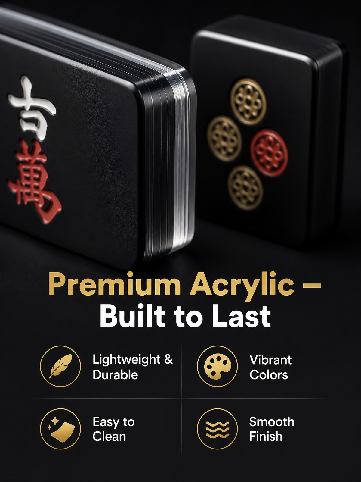 160-Tile Black Acrylic American Mahjong Set detail