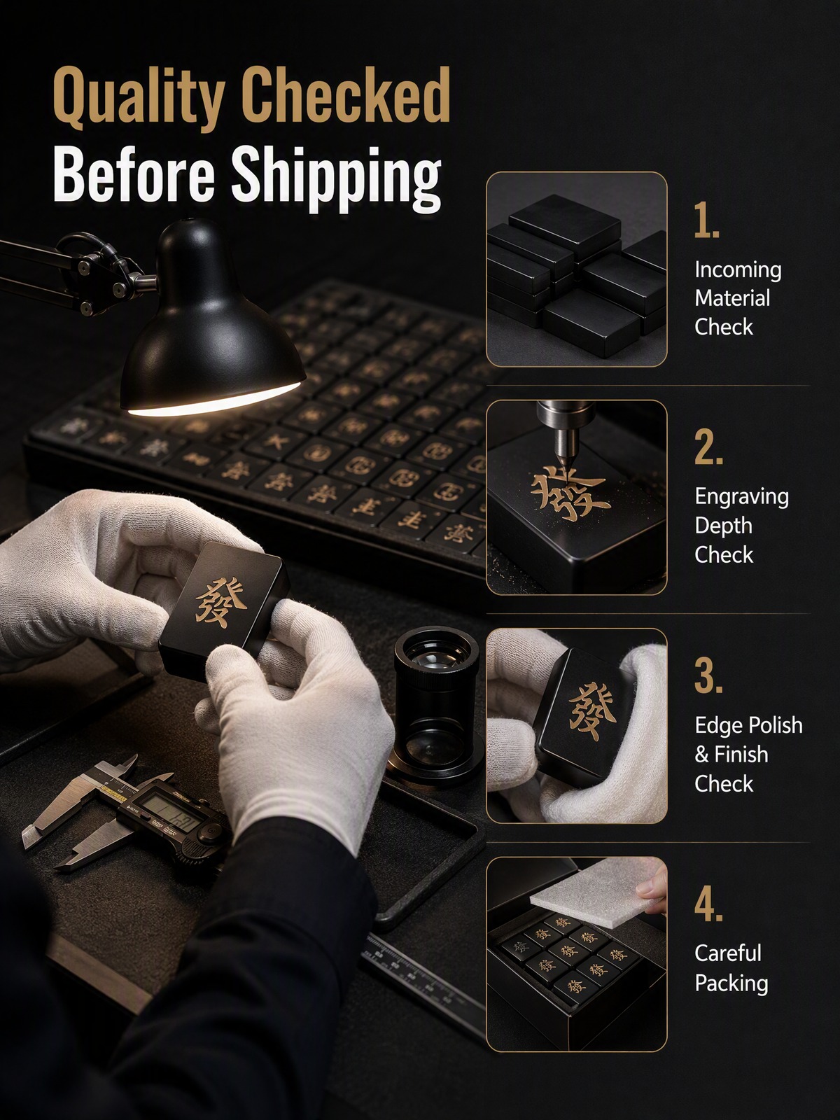 160-Tile Black Acrylic American Mahjong Set detail