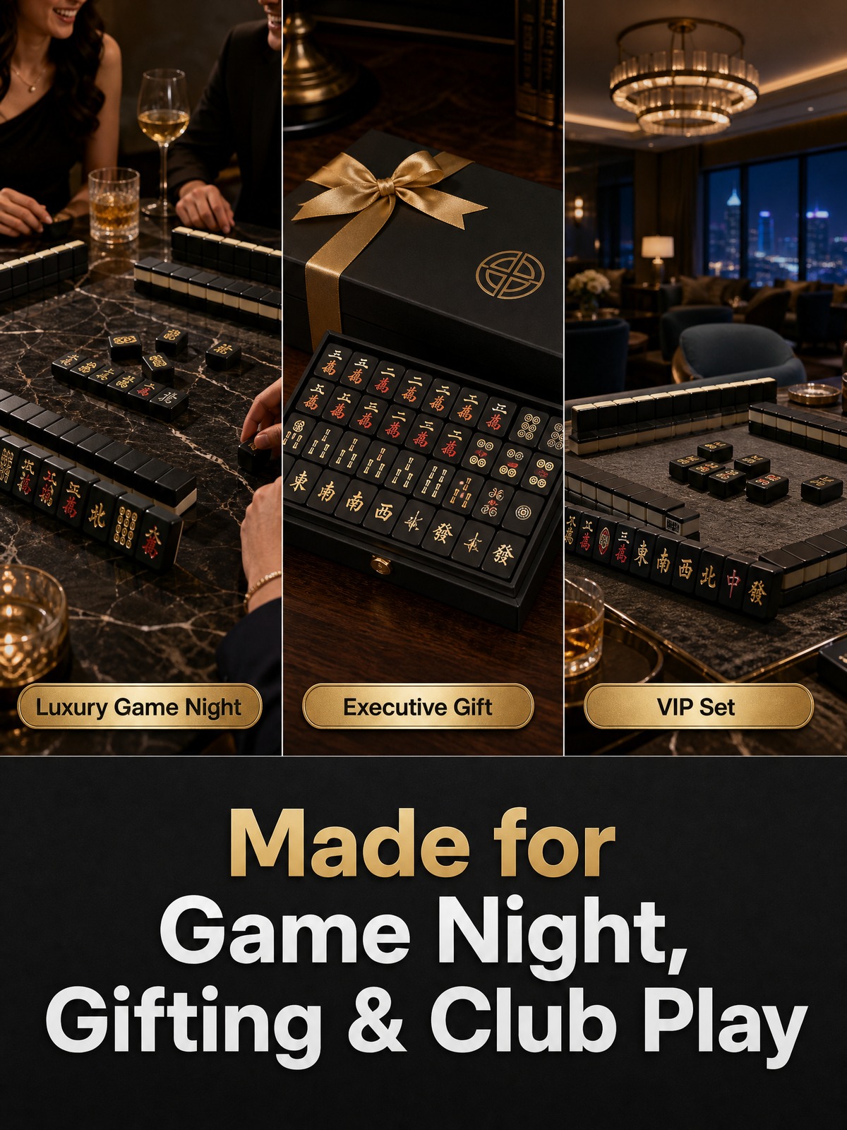 160-Tile Black Acrylic American Mahjong Set detail