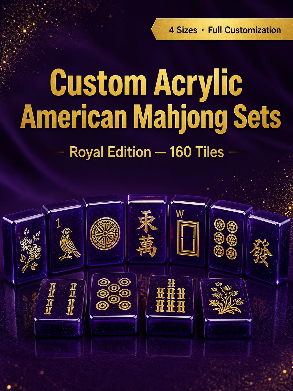 160-Tile Royal Purple Acrylic American Mahjong Set detail
