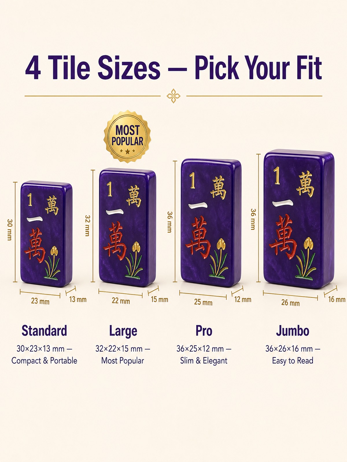 160-Tile Royal Purple Acrylic American Mahjong Set detail