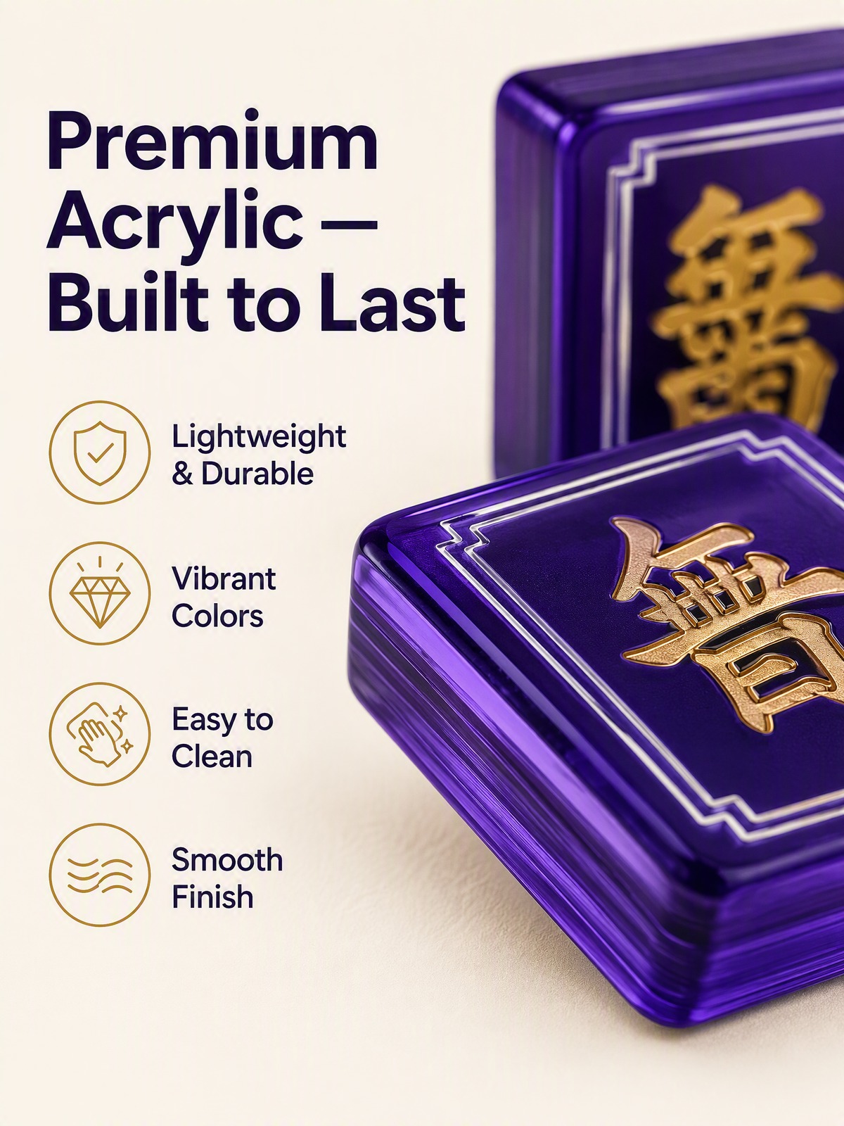 160-Tile Royal Purple Acrylic American Mahjong Set detail