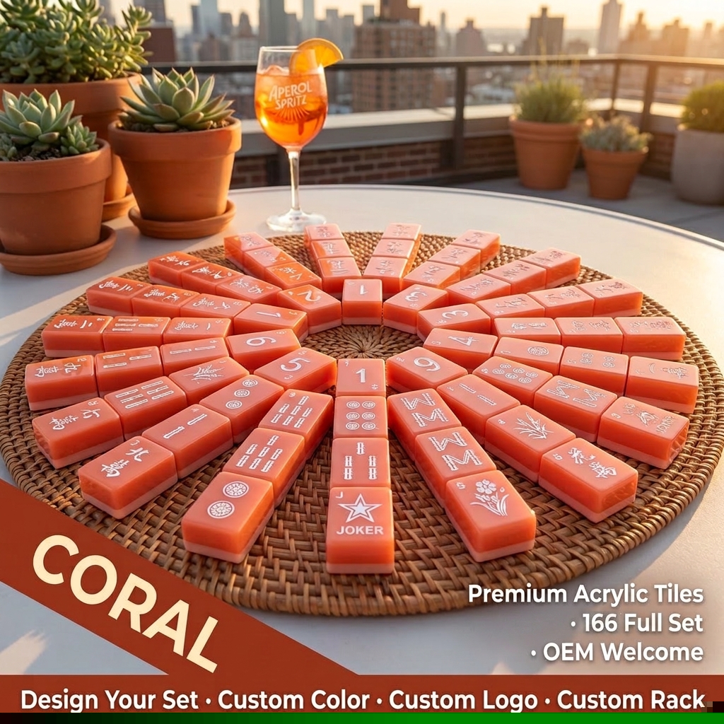 160-Tile Royal Purple Acrylic American Mahjong Set — Coral variant
