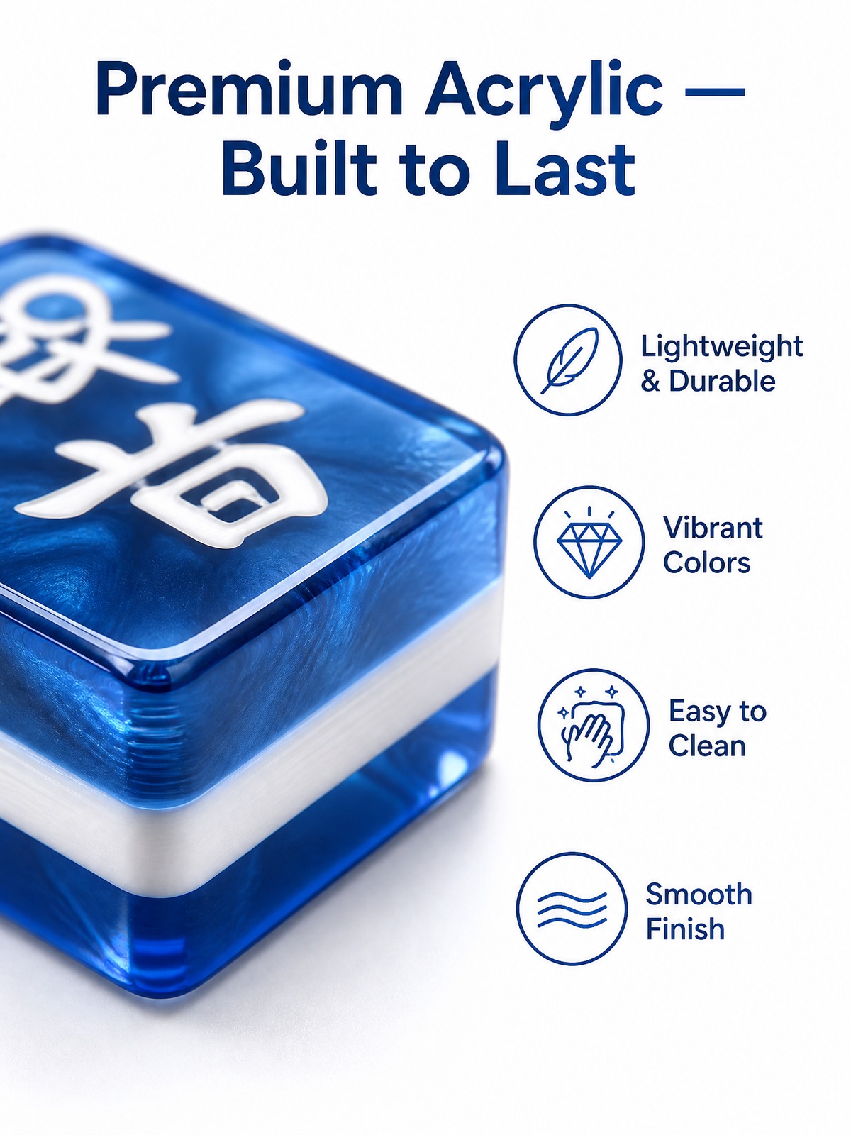 160-Tile Blue Acrylic American Mahjong Set detail