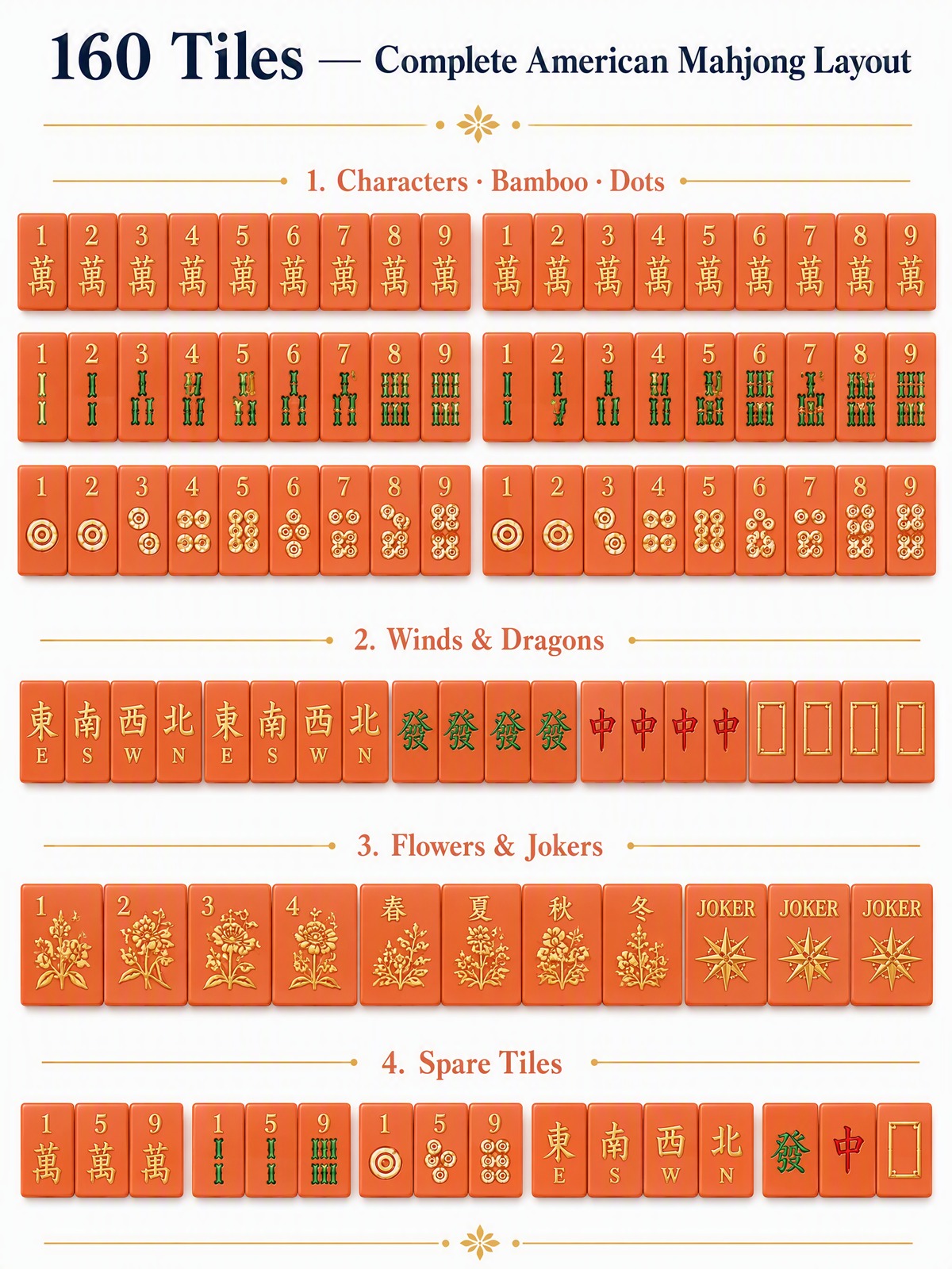 160-Tile 4-Layer Acrylic American Mahjong Set detail
