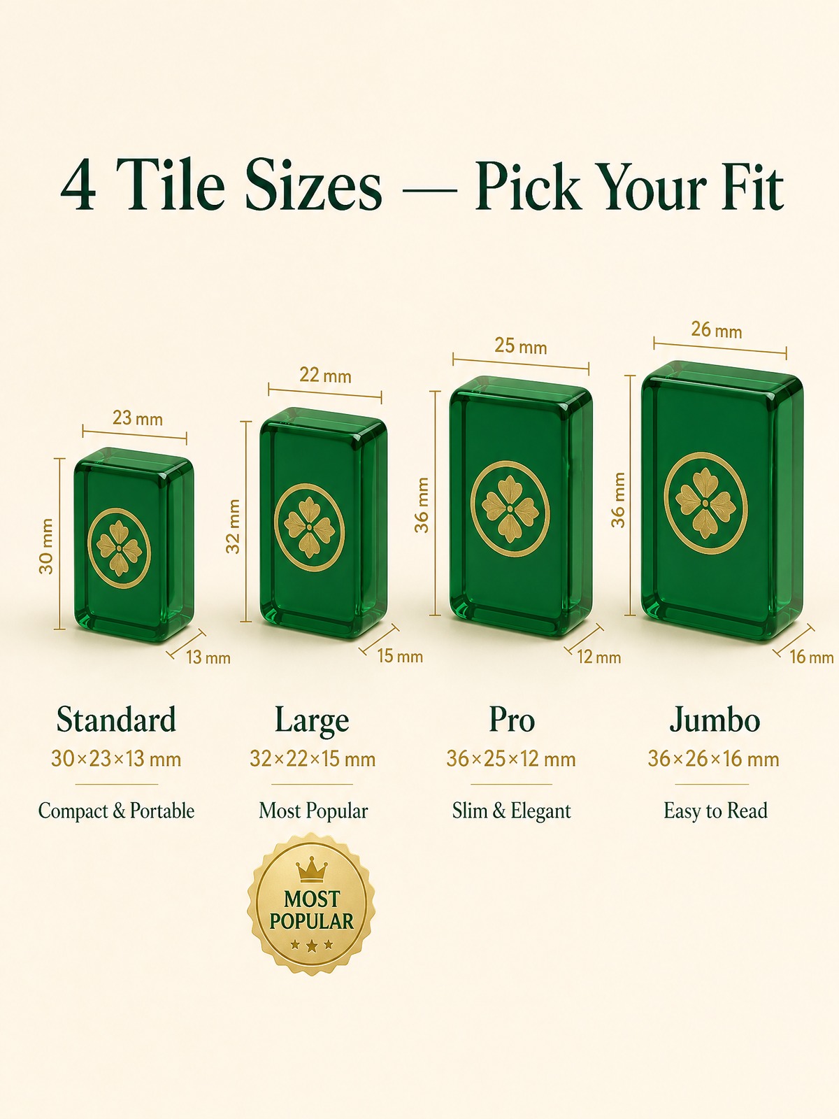 160-Tile Green Acrylic American Mahjong Set detail