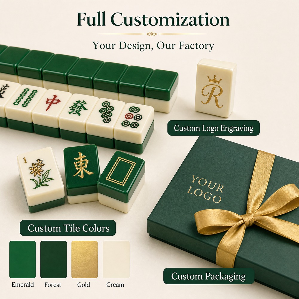 160-Tile Green Acrylic American Mahjong Set view 5