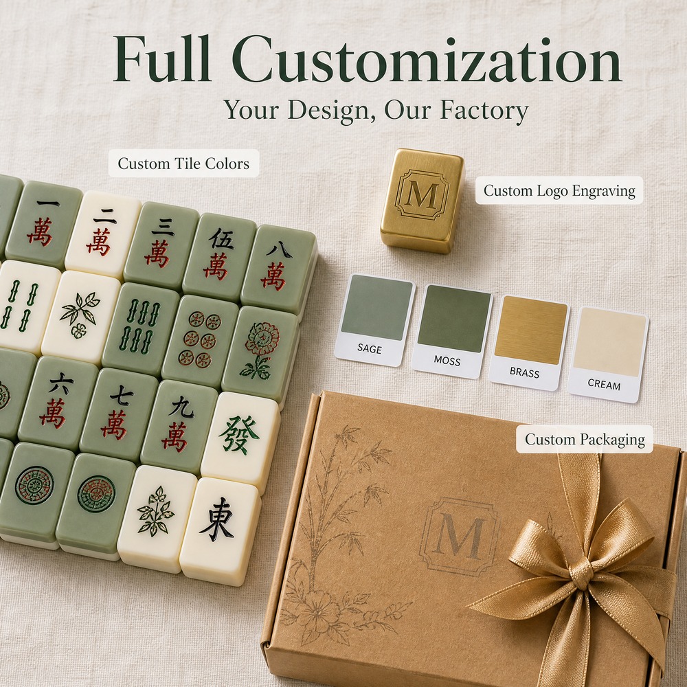 160-Tile Sage Moss Green Acrylic American Mahjong Set view 4