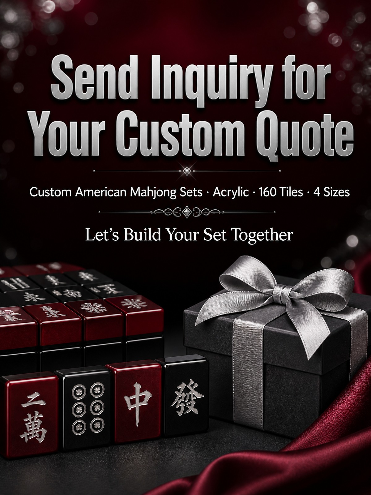 160-Tile Wine Red Acrylic American Mahjong Set detail