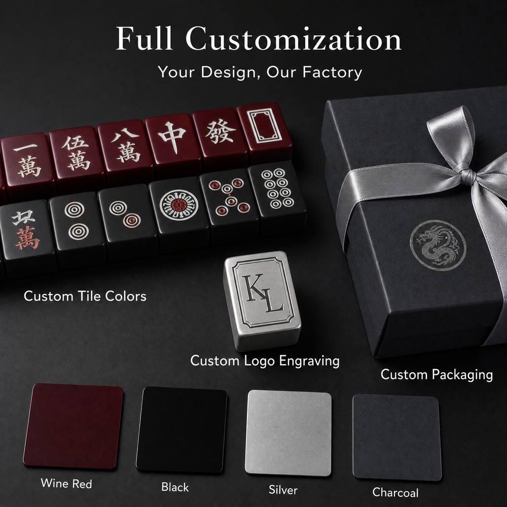160-Tile Wine Red Acrylic American Mahjong Set view 4