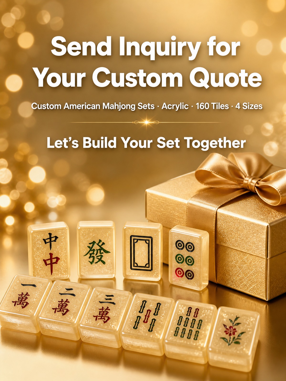 160-Tile Gold Acrylic American Mahjong Set detail