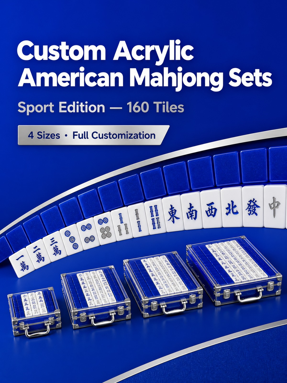 160-Tile Blue Acrylic American Mahjong Set (CS-125) detail