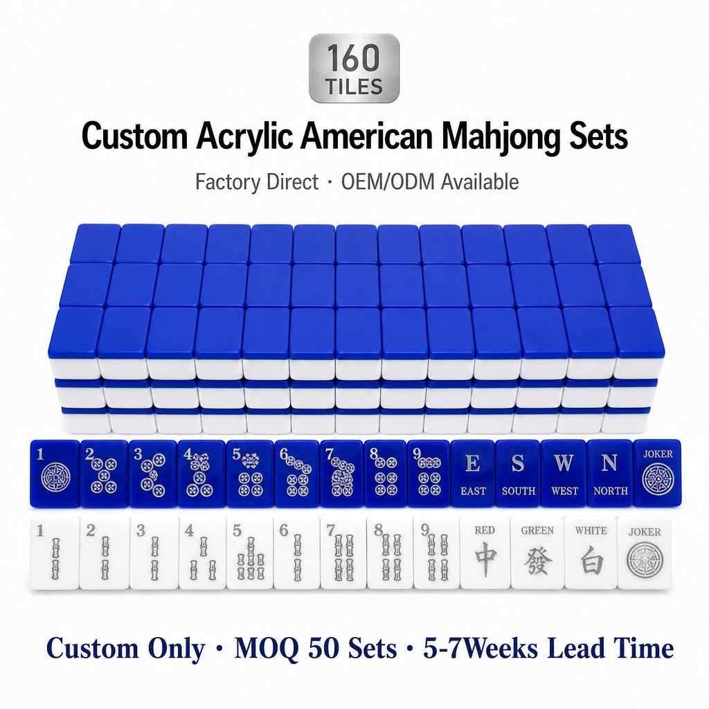 160-Tile Blue Acrylic American Mahjong Set (CS-125)