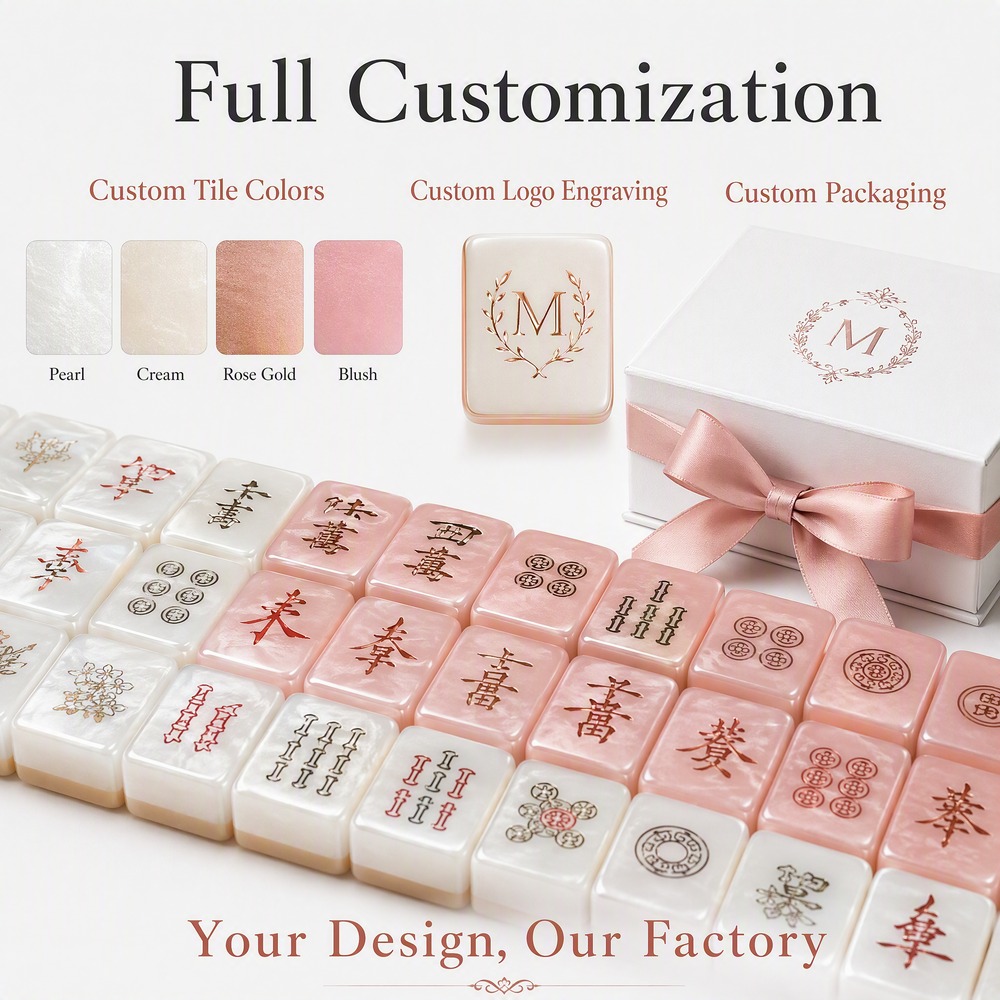 160-Tile Pink Acrylic American Mahjong Set view 4