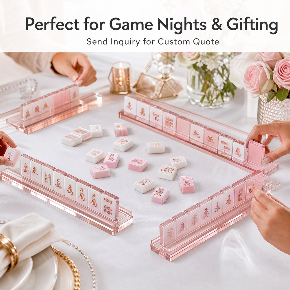 160-Tile Pink Acrylic American Mahjong Set view 6
