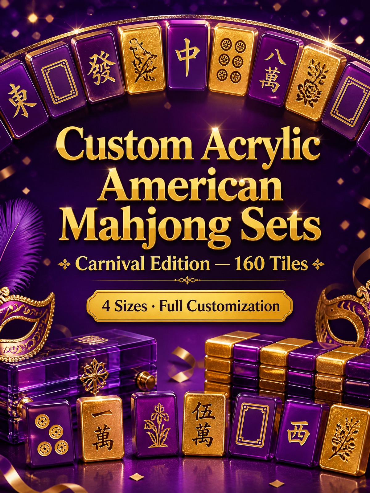 160-Tile Purple Acrylic American Mahjong Set detail