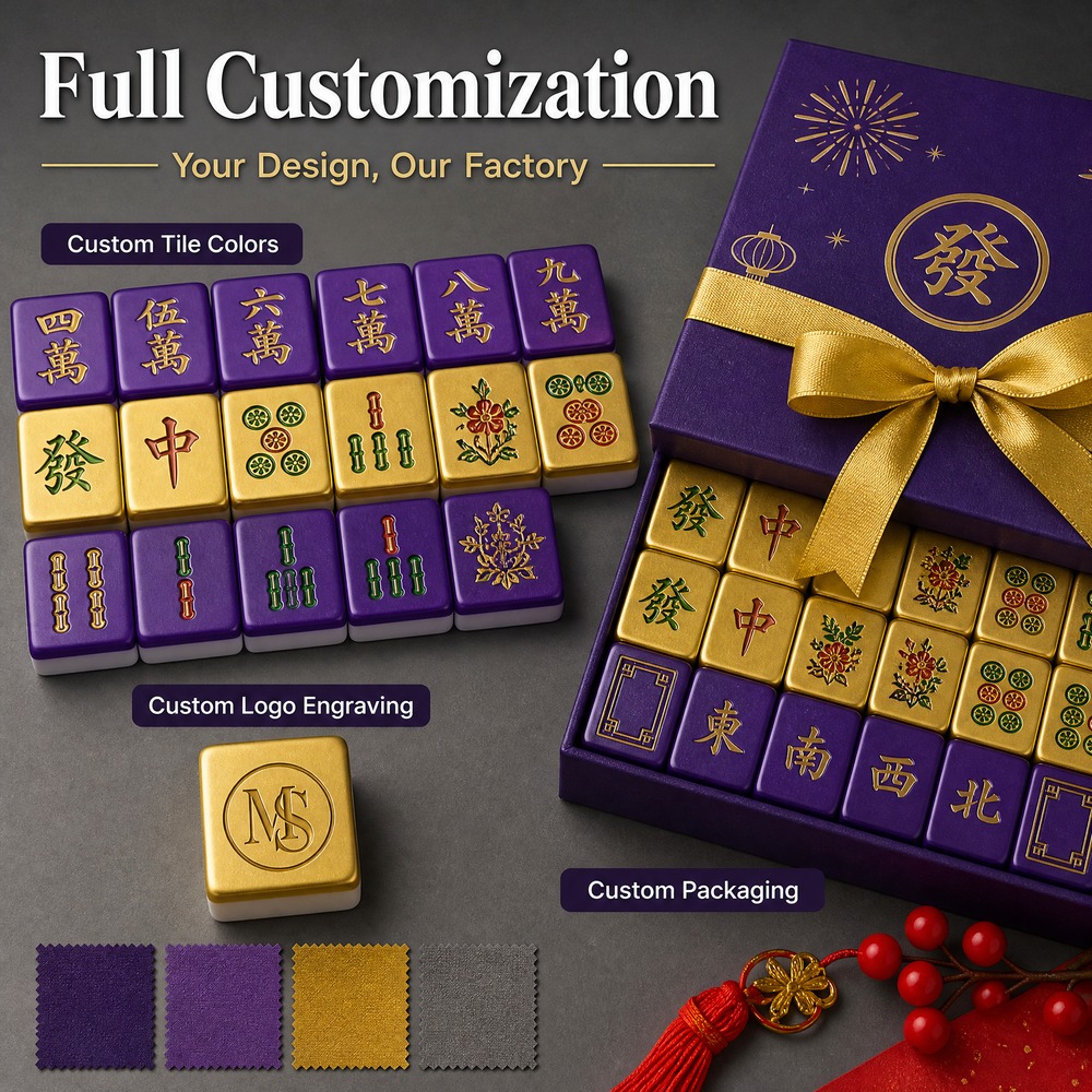 160-Tile Purple Acrylic American Mahjong Set view 4