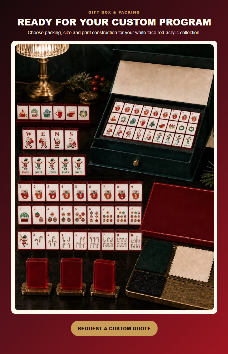 160-Tile Christmas Acrylic American Mahjong Set detail