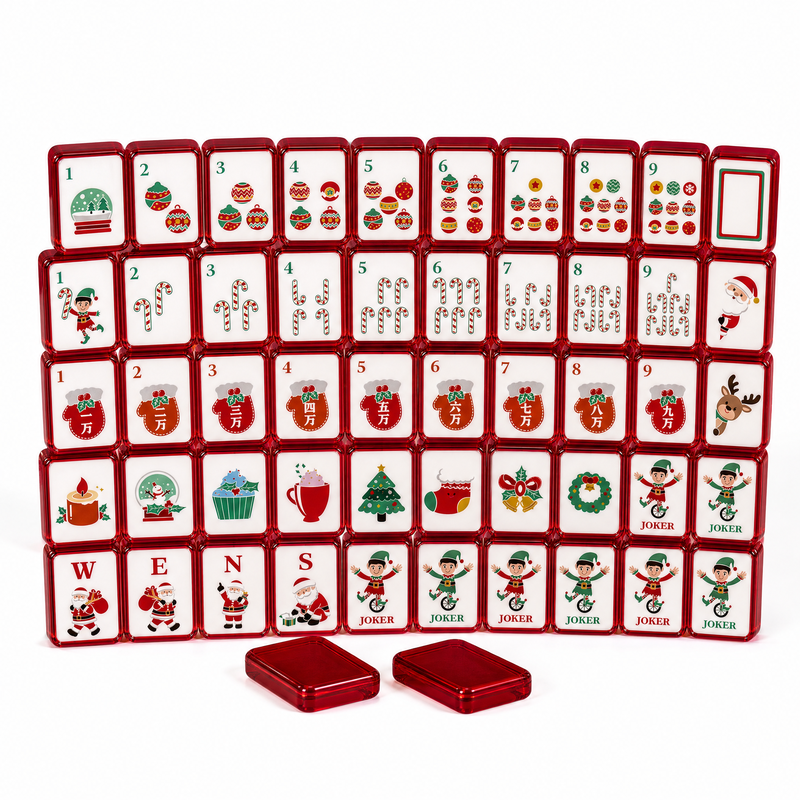 160-Tile Christmas Acrylic American Mahjong Set — Christmas Theme variant