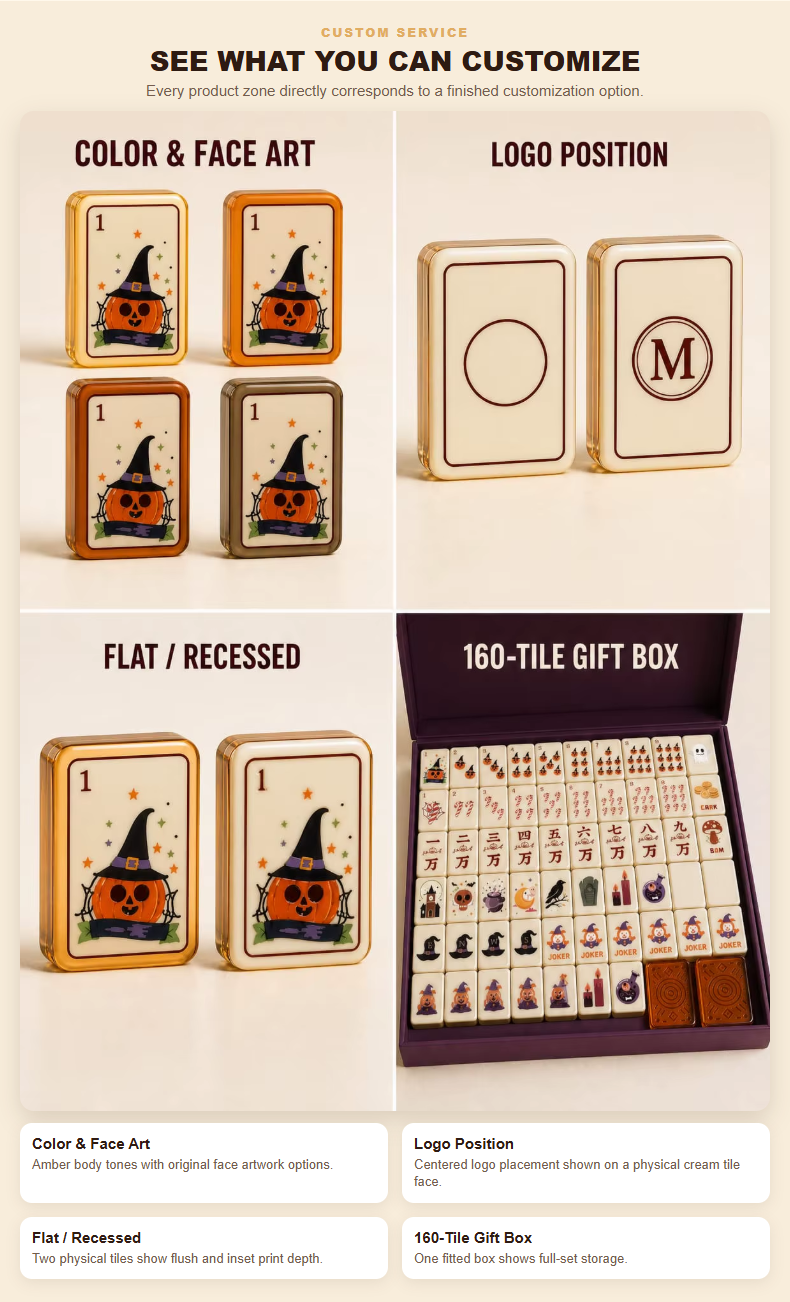 160-Tile Halloween Acrylic American Mahjong Set detail