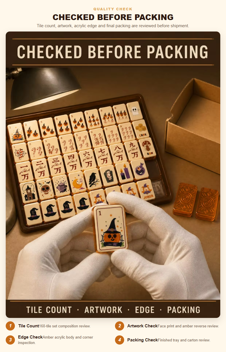 160-Tile Halloween Acrylic American Mahjong Set detail